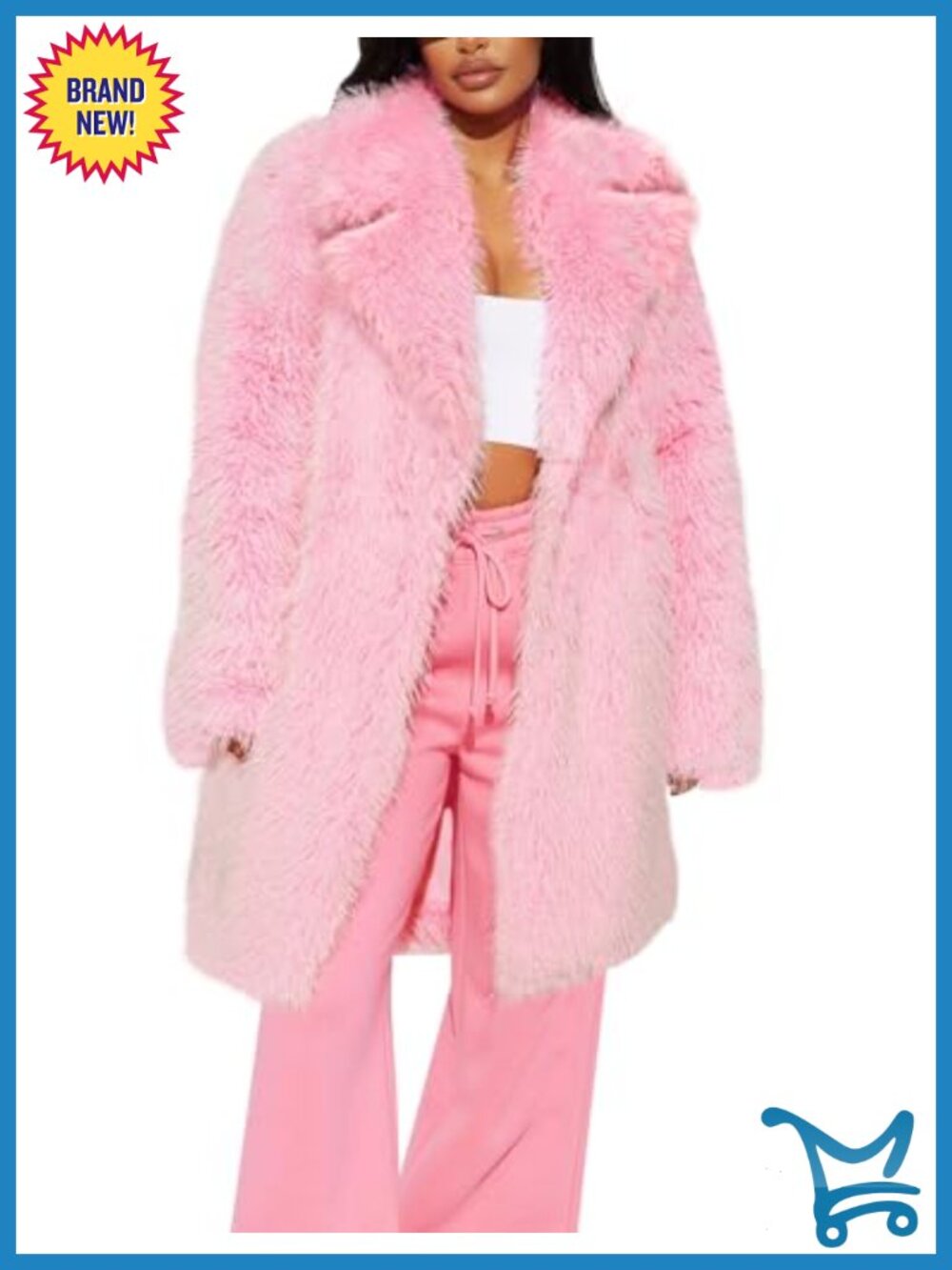 Womens Long Faux Fur Coat Fluffy Lapel Jacket Winter Furry